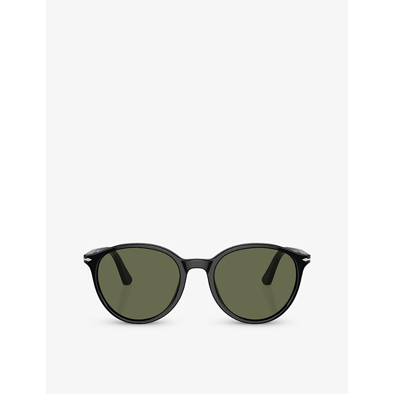 Shop Persol Womens Black Po3350s Round-frame Acetate Sunglasses