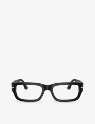 Persol Womens Black Po3347v Rectangle-frame Acetate Sunglasses In Black