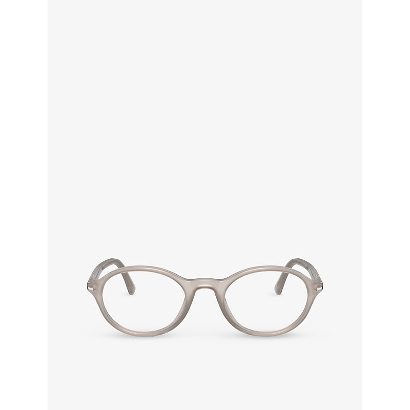 Persol Womens Grey Po3351v Round-frame Acetate Optical Glasses In Transparent
