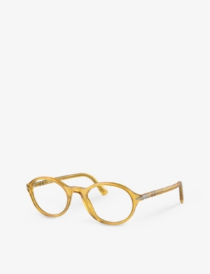 Shop Persol Women's Yellow Po3351v Round-frame Acetate Optical Glasses