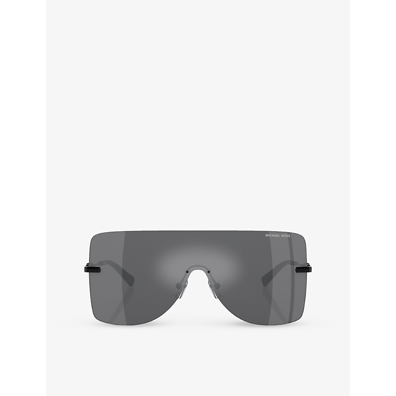 Shop Michael Kors Women's Black Mk1148 London Square-frame Metal Sunglasses