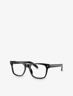 Prada Womens Black Pra13v Square-frame Acetate Optical Glasses In Black
