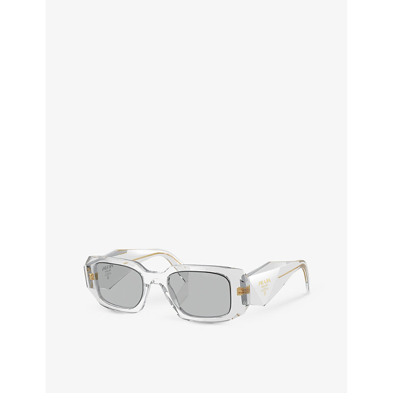 Shop Prada Womens Clear Pr 17ws Rectangular-frame Acetate Sunglasses