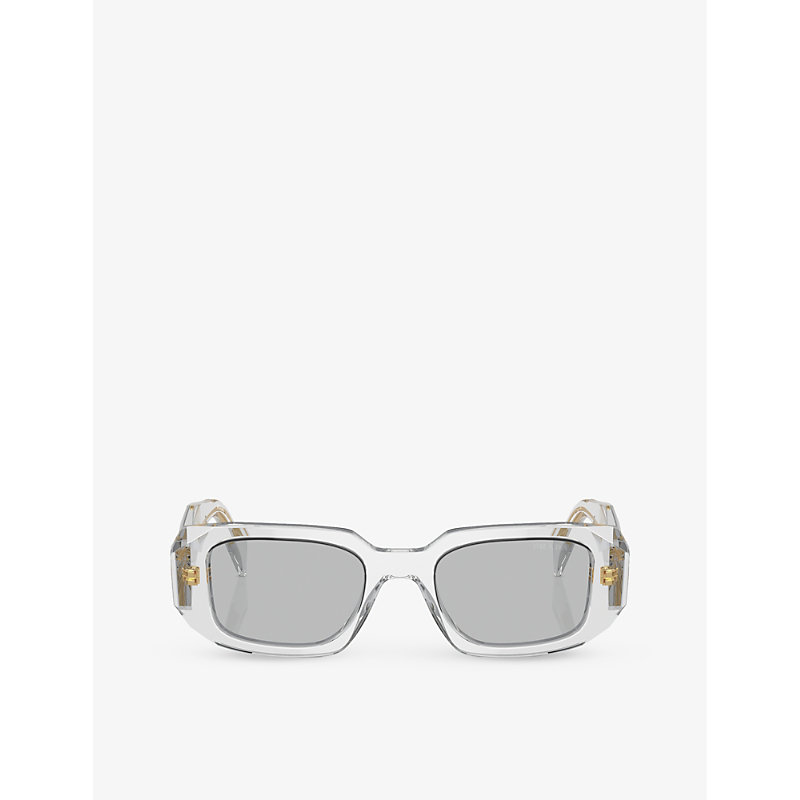 Shop Prada Womens Clear Pr 17ws Rectangular-frame Acetate Sunglasses