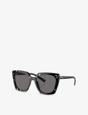 Prada Womens Pr 23zs Abstract-pattern Acetate Sunglasses Black In Black