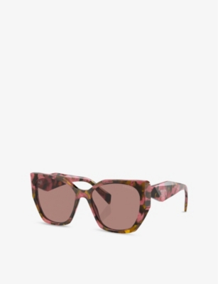PRADA WOMENS BROWN PR 19ZS TORTOISESHELL-PATTERN ACETATE SUNGLASSES 