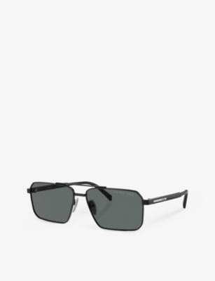 PRADA: PR A57S rectangle-frame metal sunglasses