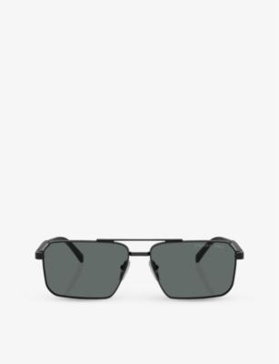 PRADA: PR A57S rectangle-frame metal sunglasses