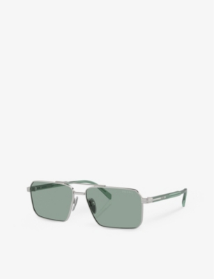 PRADA WOMENS PRADA PR A57S RECTANGLE-FRAME METAL SUNGLASSES 