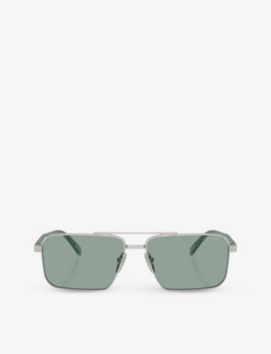 PRADA WOMENS PRADA PR A57S RECTANGLE-FRAME METAL SUNGLASSES 