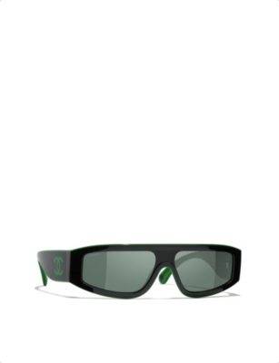 Pre-owned Chanel Womens Ch6057 Rectangular-frame Curved Nylon Sunglasses Black