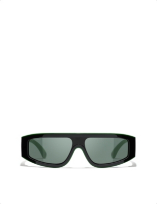 Pre-owned Chanel Womens Ch6057 Rectangular-frame Curved Nylon Sunglasses Black