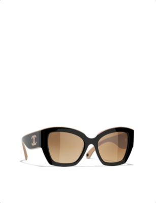 Pre-owned Chanel Womens Black Square-frame Sunglasses