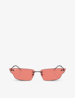 Ray Ban Ray-ban Womens Silver Rb3731 Anh Irregular-frame Metal Sunglasses In Gunmetal,pink