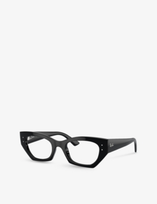 Shop Ray Ban Ray-ban Women's Black Rx7330 Zena Round-frame Acetate Optical Glasses