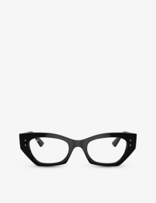 Shop Ray Ban Ray-ban Women's Black Rx7330 Zena Round-frame Acetate Optical Glasses