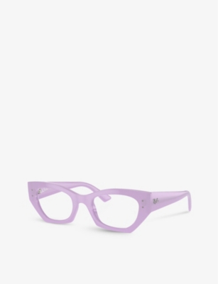 Shop Ray Ban Ray-ban Women's Lilac Rx7330 Zena Round-frame Acetate Optical Glasses