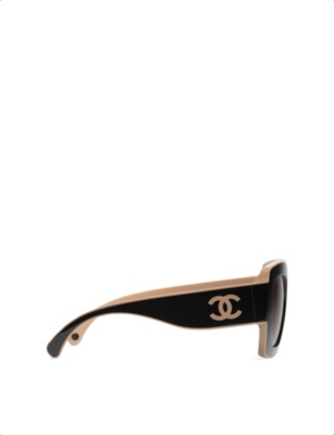 Pre-owned Chanel Womens Black Ch6059 Square-frame Acetate Sunglasses