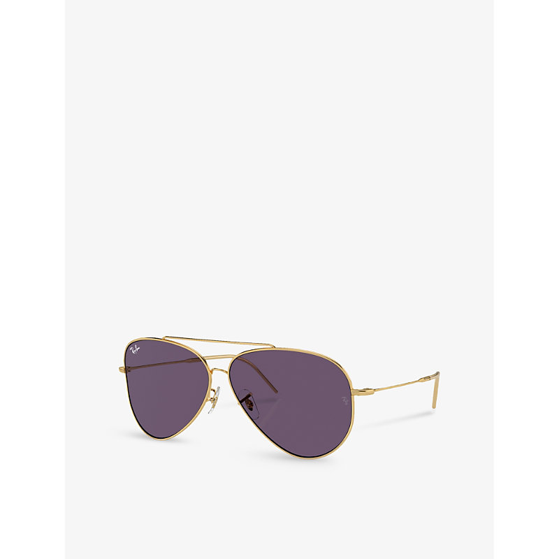 Shop Ray Ban Ray-ban Women's Gold Rbr0101s Aviator Reverse Pilot-frame Metal Sunglasses