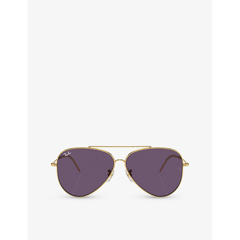Ray Ban Ray-ban Womens Gold Rbr0101s Aviator Reverse Pilot-frame Metal Sunglasses