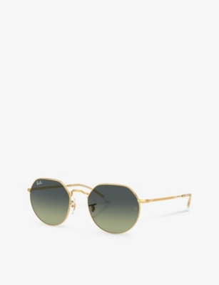 Ray Ban Ray-ban Womens Gold Rb3565 Jack Hexagonal-frame Metal And Acetate Sunglasses In Gold