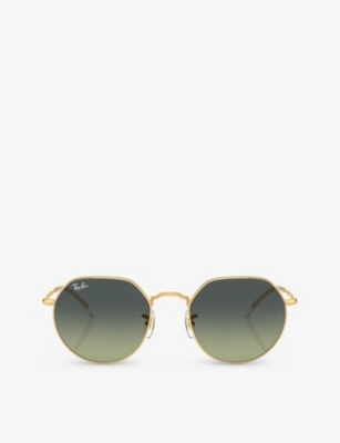 Ray Ban Ray-ban Womens Gold Rb3565 Jack Hexagonal-frame Metal And Acetate Sunglasses