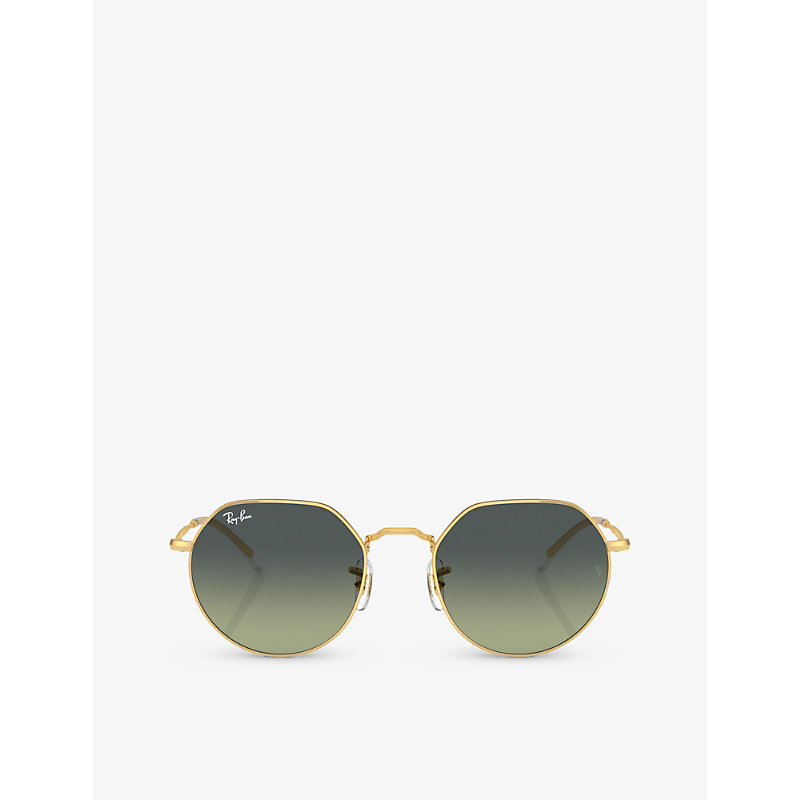 Ray Ban Ray-ban Womens Gold Rb3565 Jack Hexagonal-frame Metal And Acetate Sunglasses