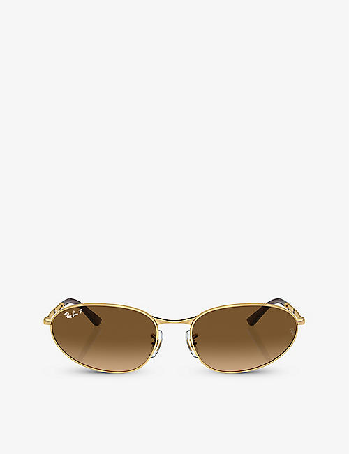 RAY-BAN: RB3734 oval-frame metal sunglasses
