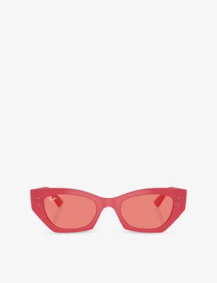 RAY BAN WOMENS CORAL RB4430 ZENA BIO-BASED IRREGULAR-FRAME INJECTED SUNGLASSES 