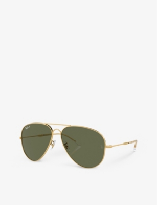 Shop Ray Ban Ray-ban Womens Gold Rb3825 Old Aviator Pilot-frame Metal Sunglasses