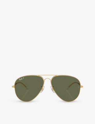 Shop Ray Ban Ray-ban Womens Gold Rb3825 Old Aviator Pilot-frame Metal Sunglasses