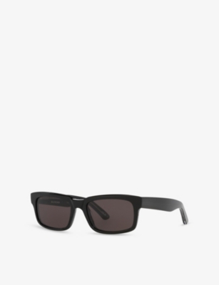Balenciaga Womens Bb0345s Rectangular-frame Acetate Sunglasses Black In Black
