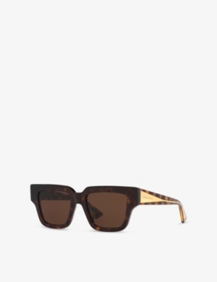 Bottega Veneta Womens Brown Bv1276s Rectangular-frame Acetate Sunglasses In Brown