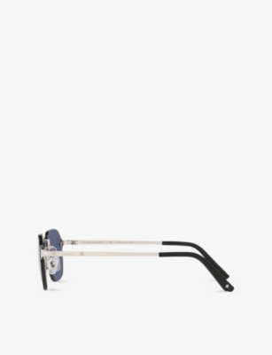Cartier Womens Ct0459s Square-frame Metal Sunglasses Silver In Silver