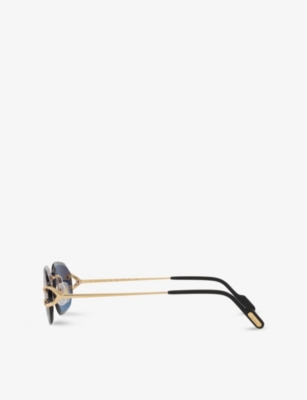 Cartier Womens Ct0468s Square-frame Metal Sunglasses Gold In Gold