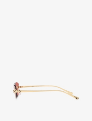 CARTIER: CT0474S Panthère Rectangle-Frame Metal Sunglasses