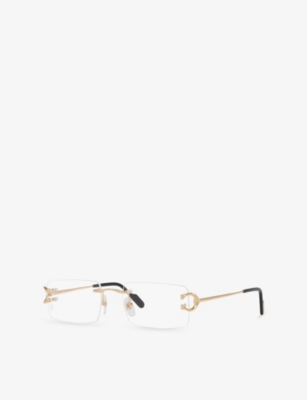 Cartier Womens Gold Ct0488o Rectangle-frame Metal Optical Glasses