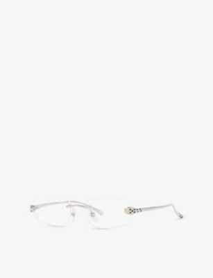 CARTIER: CT0494O Panthère Rectangle-Frame Metal Optical Glasses