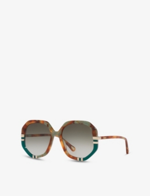 Chloé Womens Ch0105s Hexagonal-frame Acetate Sunglasses Brown In Brown
