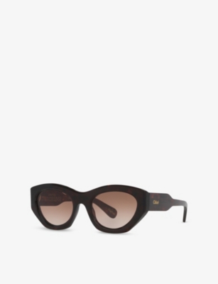 Chloé Womens Ch0220s Cat-eye Acetate Sunglasses Brown In Brown
