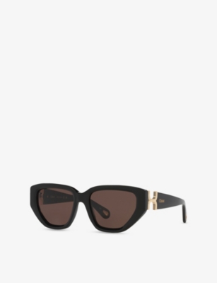 Chloé Womens Ch0235s Cat-eye Acetate Sunglasses Black In Black