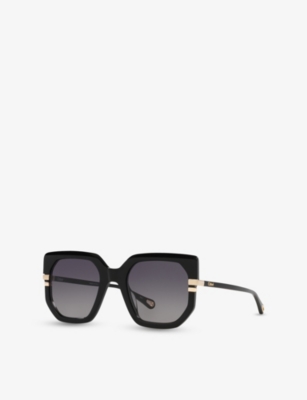 Chloé Womens Ch0240s Square-frame Acetate Sunglasses Black In Black