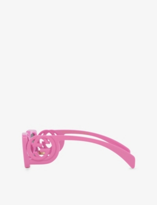 Gucci Womens Gg1325s Rectangle-frame Acetate Sunglasses Pink In Pink