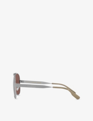 Gucci Womens Gg1514s Pilot-frame Metal Sunglasses Silver In Silver