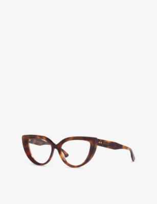 Gucci Womens Gg1530o Cat-eye Frame Acetate Glasses Brown In Brown