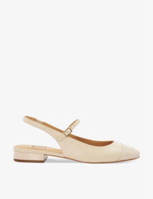 Dune Womens Ecru-leather Hayes Sling-back Leather Pumps