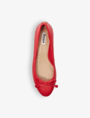 Shop Dune Women's Red-leather Hollies Heeled Leather Ballet Flats