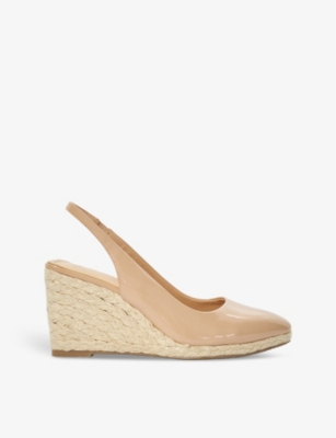 Dune Womens Blush-patent Synthetic Cadance Sling-back Leather Wedge Espadrilles
