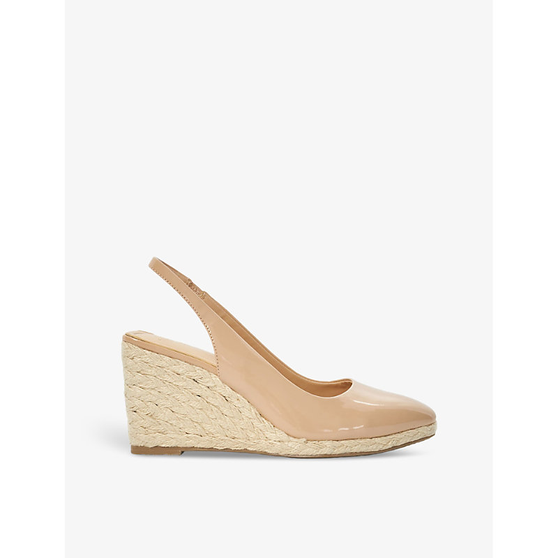 Dune Womens Blush-patent Synthetic Cadance Sling-back Leather Wedge Espadrilles