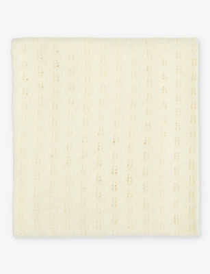 THE LITTLE TAILOR: Brand-patch pointelle-pattern cotton-knit blanket 107cm x 88cm